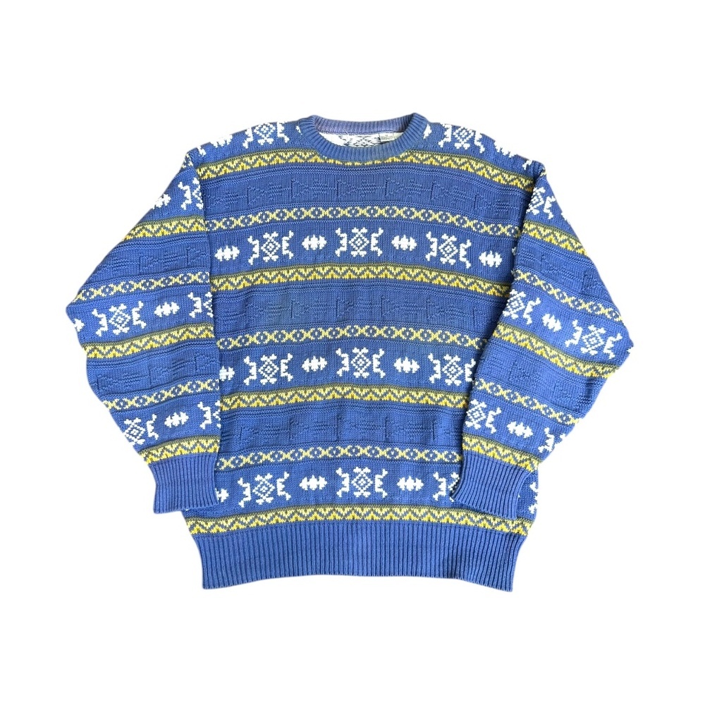 Vintage Purple Knit Grandpa Sweater Medium Oversized Cotton